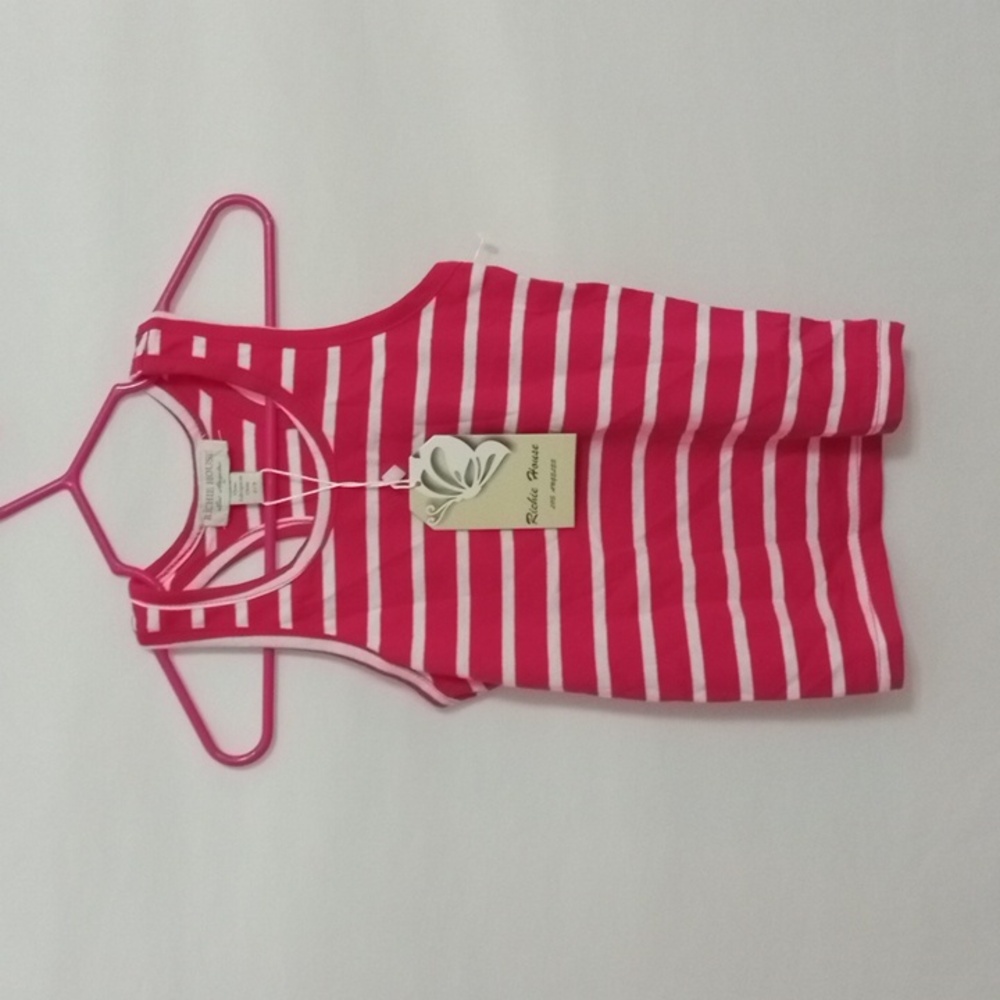 Red and White Striped Kids Tank Top